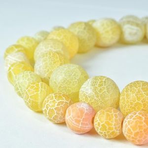 Gemstone agate stone Beads 12mm Matte Lace Yellow